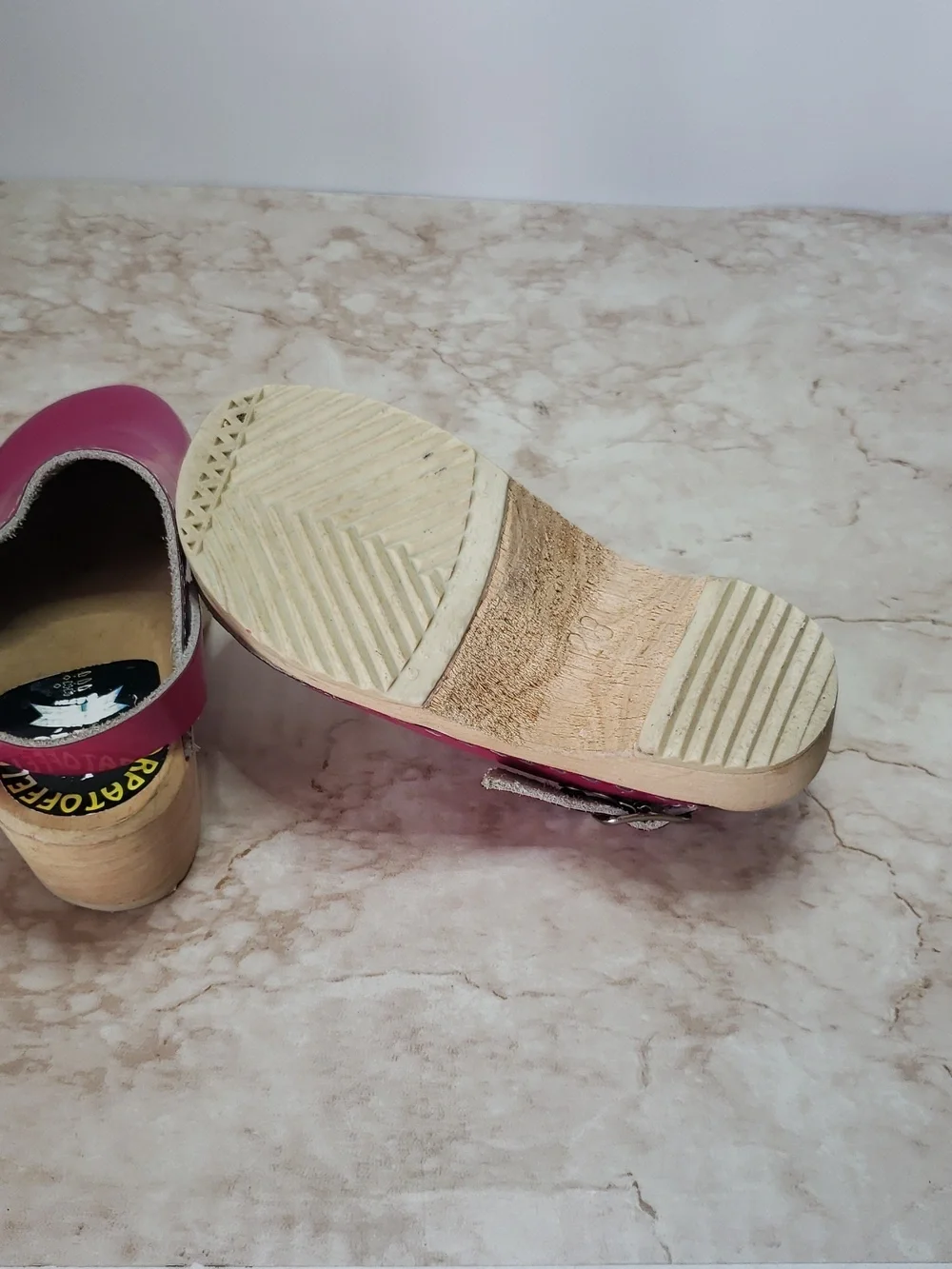Torpatoffeln Hot Pink Patent Leather Wooden   Girls Clogs Size 28